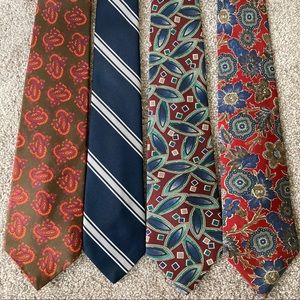 🎉HP🎉 30% off - 4 Vintage Pattern Ties Silk Burgundy & Blue